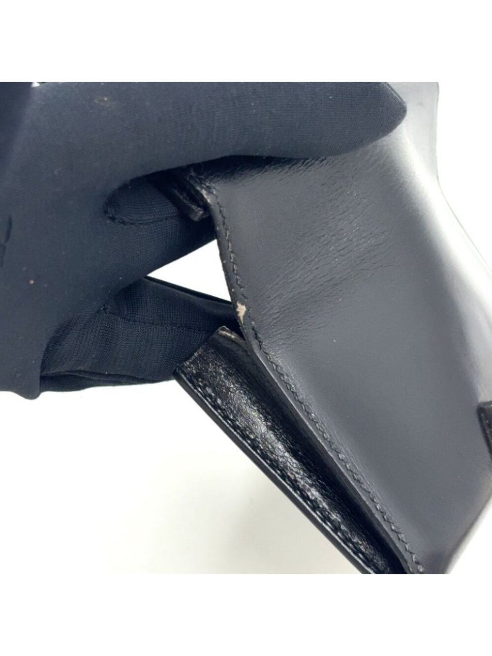 Hermes Bearn Box Calf Black Card Case Silver - Picture 9 of 15